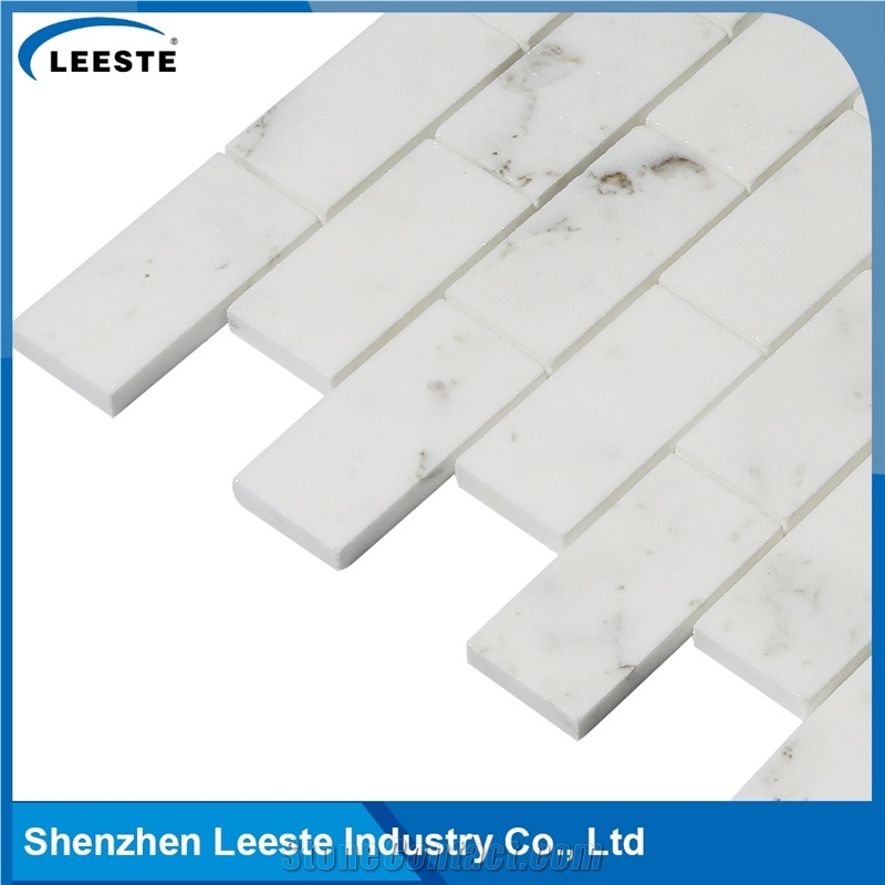 Calacatta White Italian Marble Polished Brick Mosaic Tiles