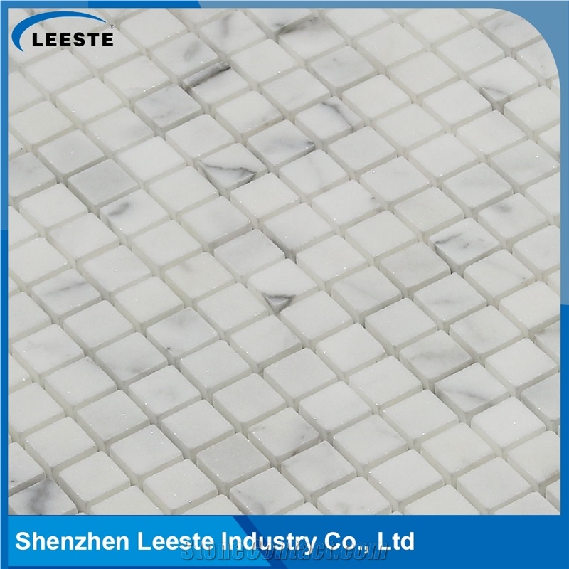 Calacatta White Italian Marble Square 0.5"X0.5"Mm Marble Mosaic Tiles