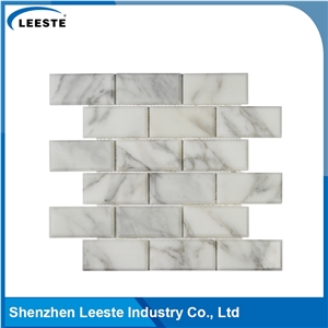Calacatte Gold Italian Marble Polished Bevelled Brick Mosaic Tiles