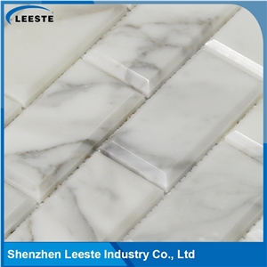 Calacatte Gold Italian Marble Polished Bevelled Brick Mosaic Tiles
