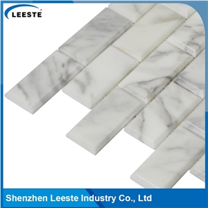 Calacatte Gold Italian Marble Polished Bevelled Brick Mosaic Tiles