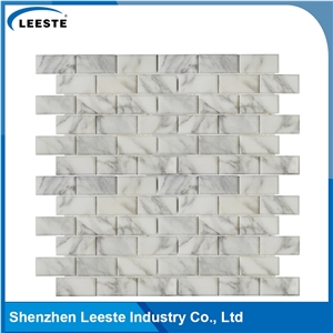 Calacatte Gold Italian Marble Polished Bevelled Brick Mosaic Tiles