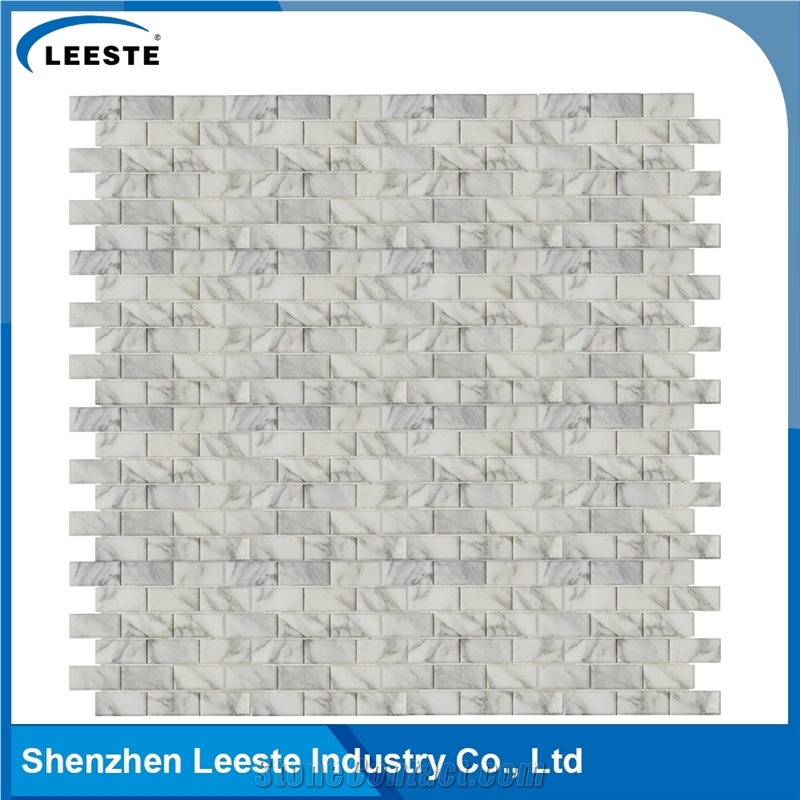 Calacatte Gold Italian Marble Polished Bevelled Brick Mosaic Tiles