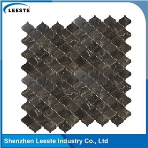 Chinese Dark Emperador Marble Polished Arabesque Marble Mosaic Tiles