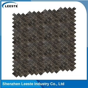 Chinese Dark Emperador Marble Polished Arabesque Marble Mosaic Tiles