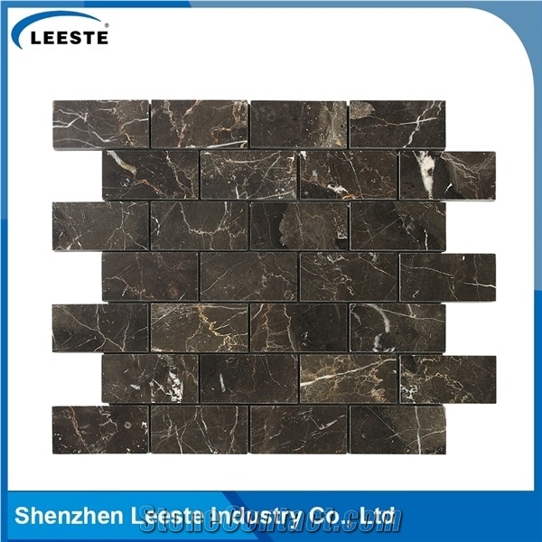 Chinese Dark Emperador Marble Polished Brick Marble Mosaic Tiles