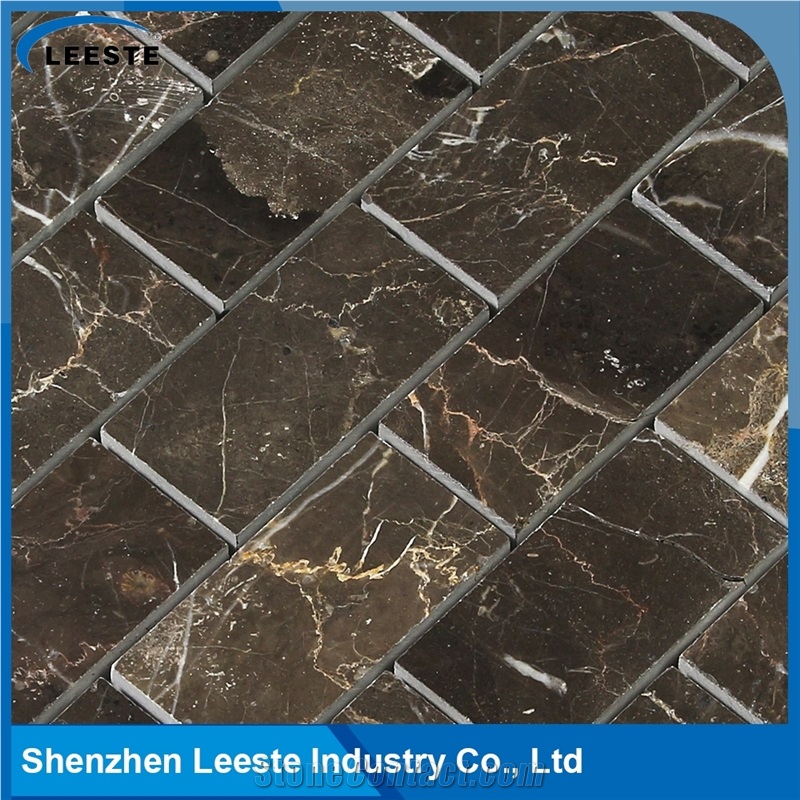 Chinese Dark Emperador Marble Polished Brick Marble Mosaic Tiles