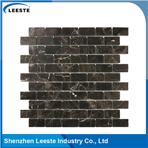 Chinese Dark Emperador Marble Polished Brick Marble Mosaic Tiles