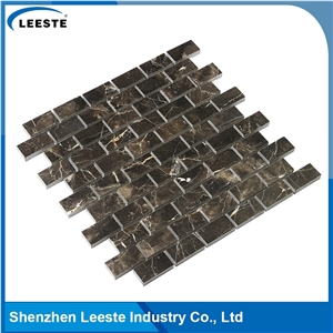 Chinese Dark Emperador Marble Polished Brick Marble Mosaic Tiles