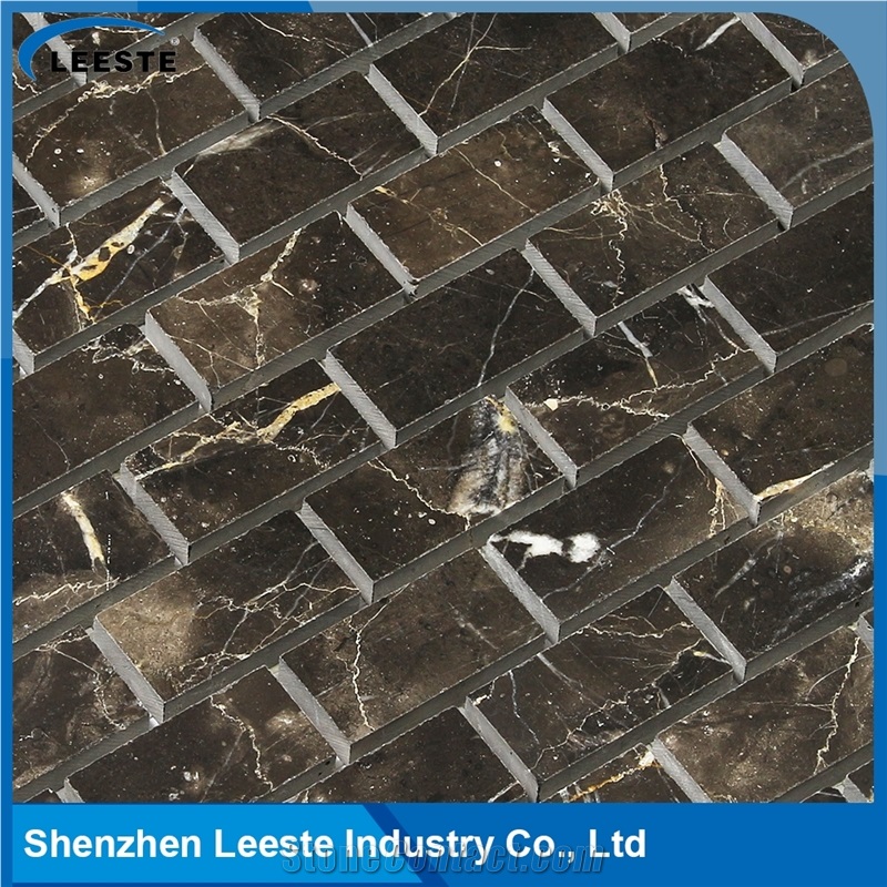 Chinese Dark Emperador Marble Polished Brick Marble Mosaic Tiles