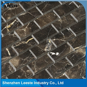 Chinese Dark Emperador Marble Polished Brick Marble Mosaic Tiles