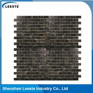 Chinese Dark Emperador Marble Polished Brick Marble Mosaic Tiles