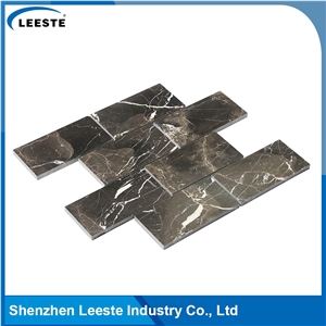 Chinese Dark Emperador Marble Polished Brick Marble Mosaic Tiles