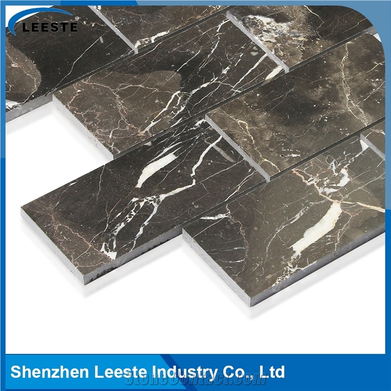 Chinese Dark Emperador Marble Polished Brick Marble Mosaic Tiles