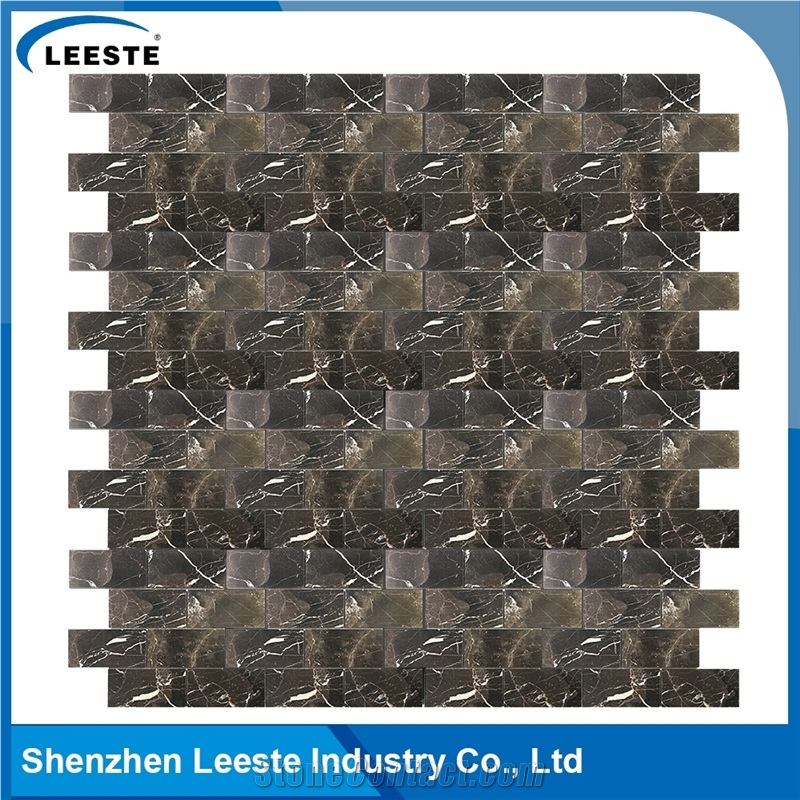 Chinese Dark Emperador Marble Polished Brick Marble Mosaic Tiles