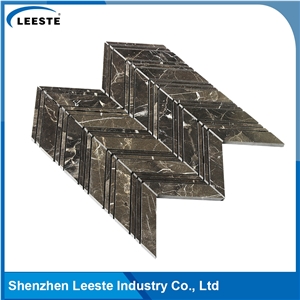 Chinese Dark Emperador Marble Polished Chevron Marble Mosaic Tiles