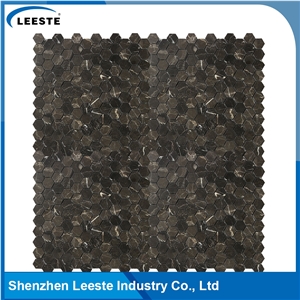 Chinese Dark Emperador Marble Polished Hexagon Marble Mosaic Tiles