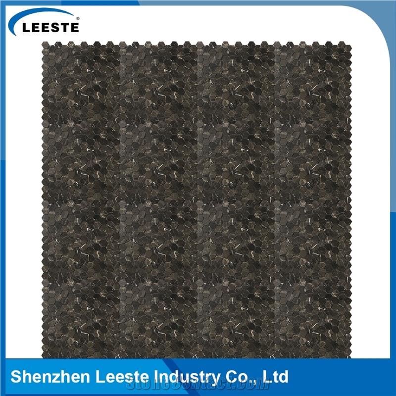 Chinese Dark Emperador Marble Polished Hexagon Marble Mosaic Tiles
