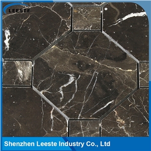 Chinese Dark Emperador Marble Polished Octagon Marble Mosaic Tiles