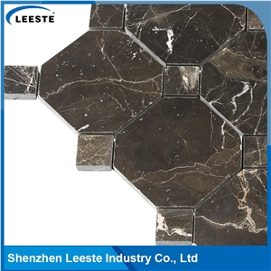 Chinese Dark Emperador Marble Polished Octagon Marble Mosaic Tiles