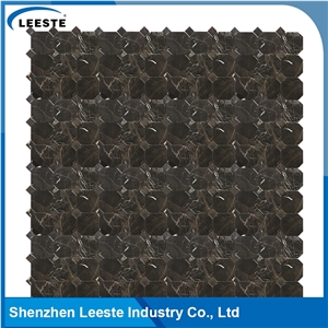 Chinese Dark Emperador Marble Polished Octagon Marble Mosaic Tiles