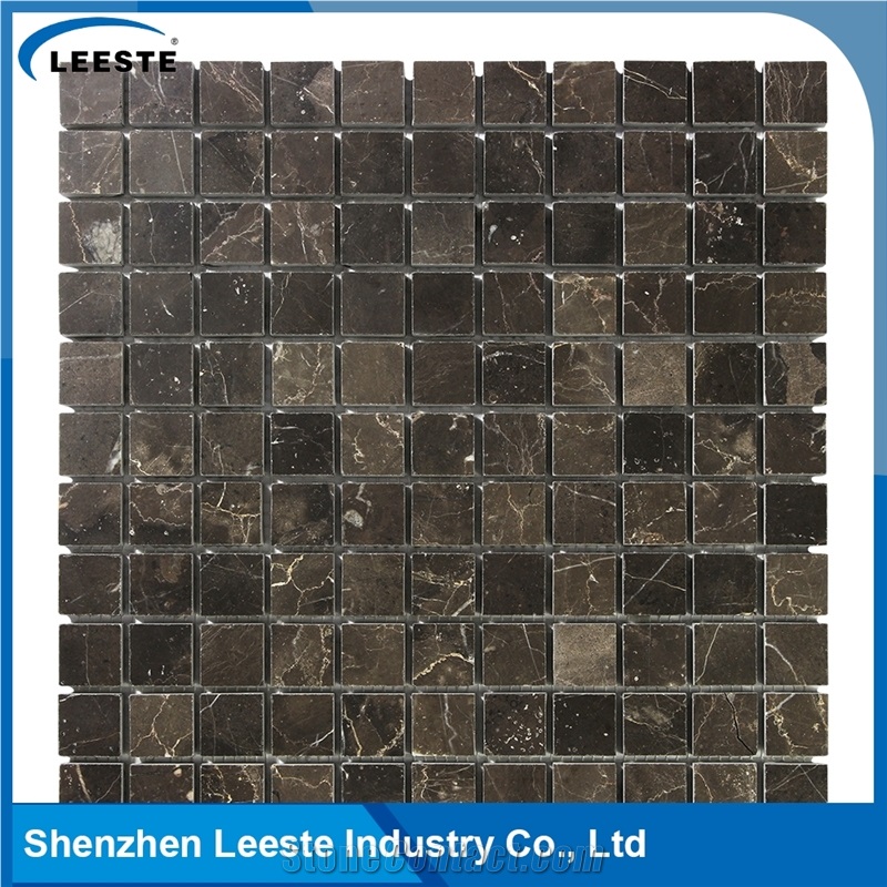 Chinese Dark Emperador Marble Polished Square Marble Mosaic Tiles