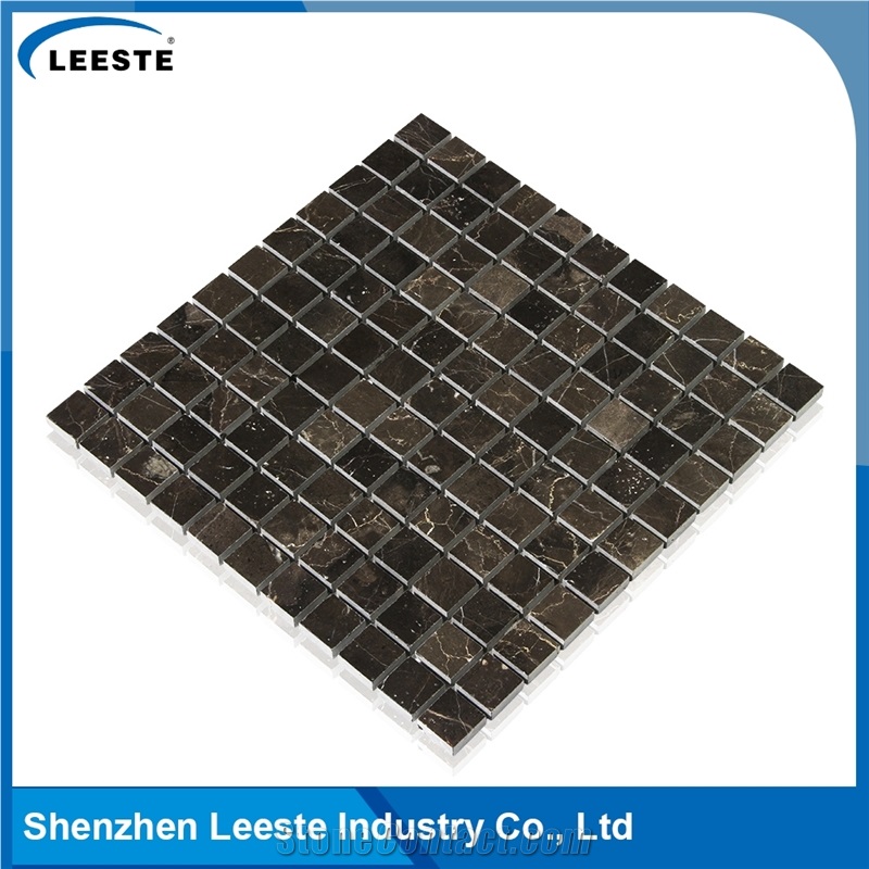 Chinese Dark Emperador Marble Polished Square Marble Mosaic Tiles