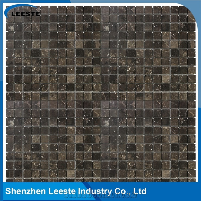Chinese Dark Emperador Marble Polished Square Marble Mosaic Tiles