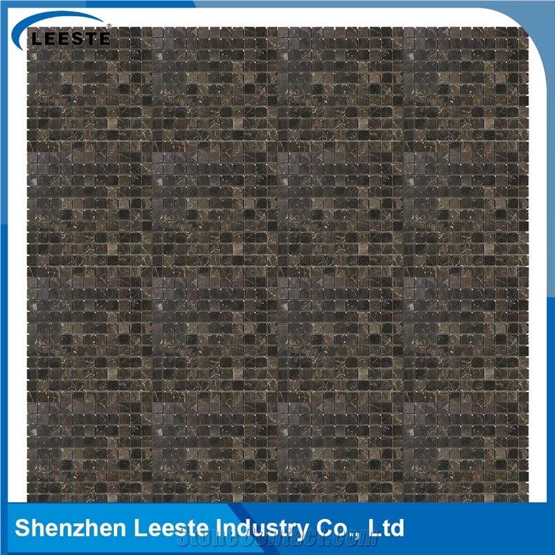 Chinese Dark Emperador Marble Polished Square Marble Mosaic Tiles