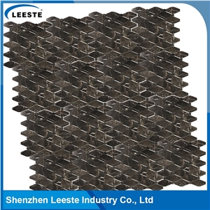 Chinese Dark Emperador Polished Long Octagon Marble Mosaic Tiles