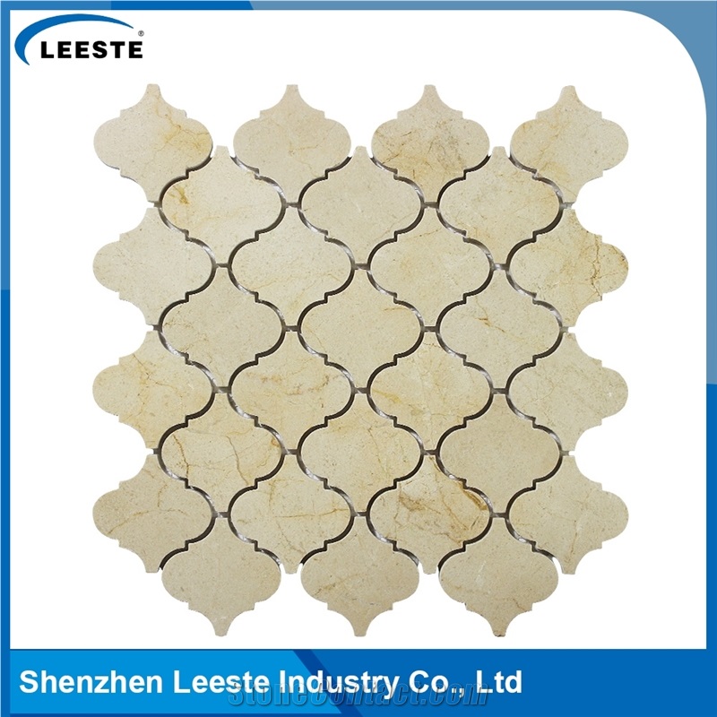Crema Marfil Marble Polished Arabesque Marble Mosaic Tiles