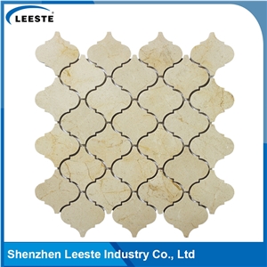 Crema Marfil Marble Polished Arabesque Marble Mosaic Tiles