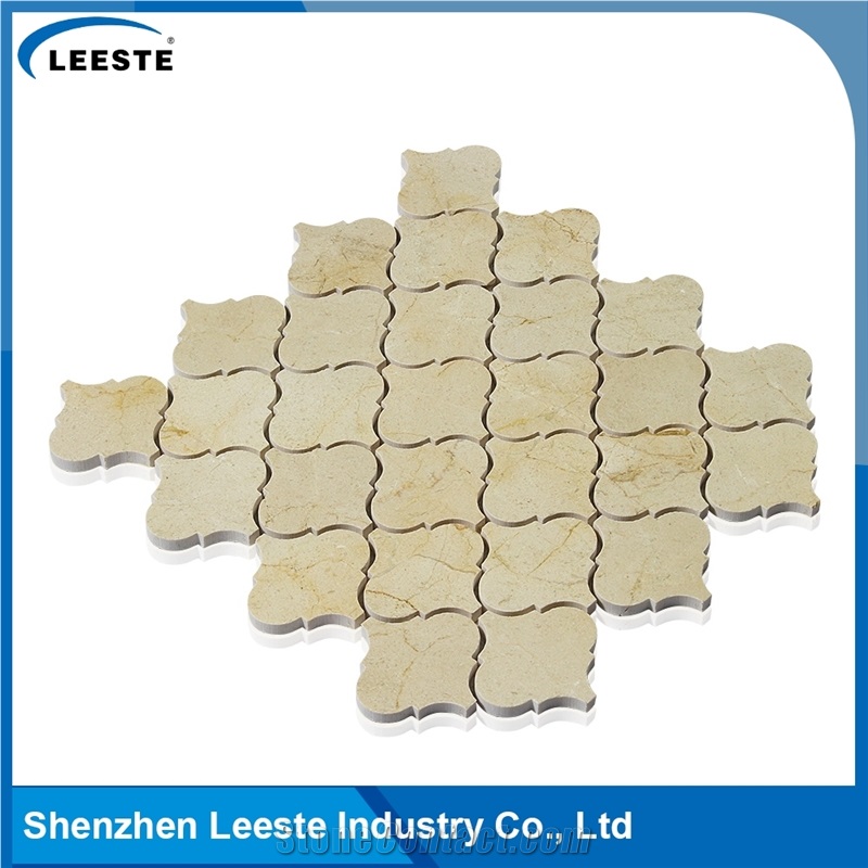 Crema Marfil Marble Polished Arabesque Marble Mosaic Tiles