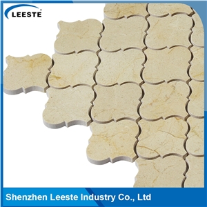Crema Marfil Marble Polished Arabesque Marble Mosaic Tiles