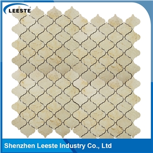 Crema Marfil Marble Polished Arabesque Marble Mosaic Tiles