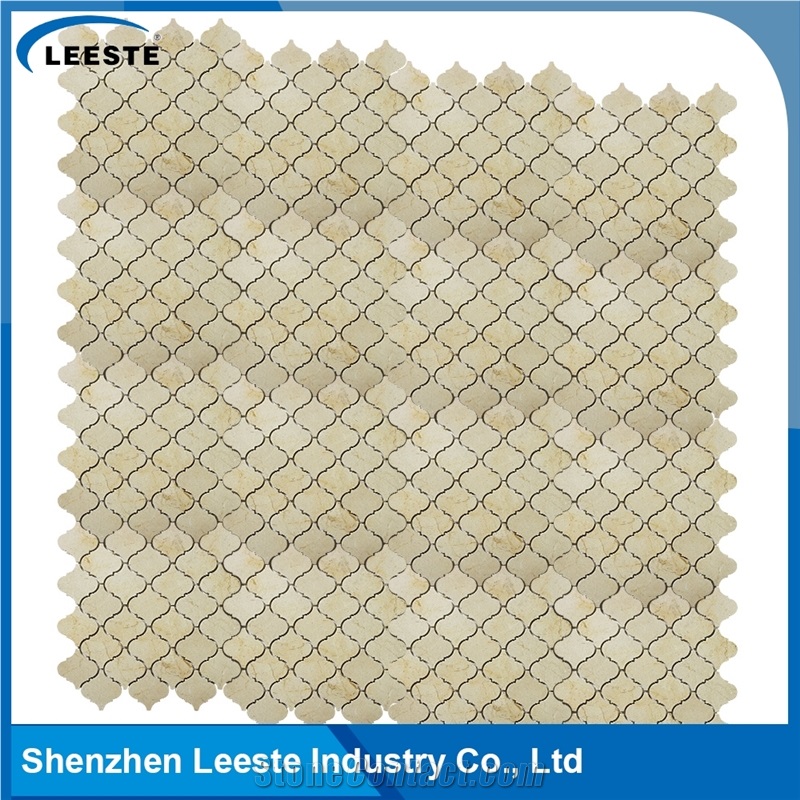Crema Marfil Marble Polished Arabesque Marble Mosaic Tiles