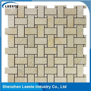 Crema Marfil Marble Polished Basketweave Marble Mosaic Tiles