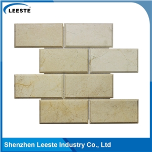 Crema Marfil Marble Polished Bevelled Brick Marble Mosaic Tiles