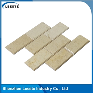 Crema Marfil Marble Polished Bevelled Brick Marble Mosaic Tiles
