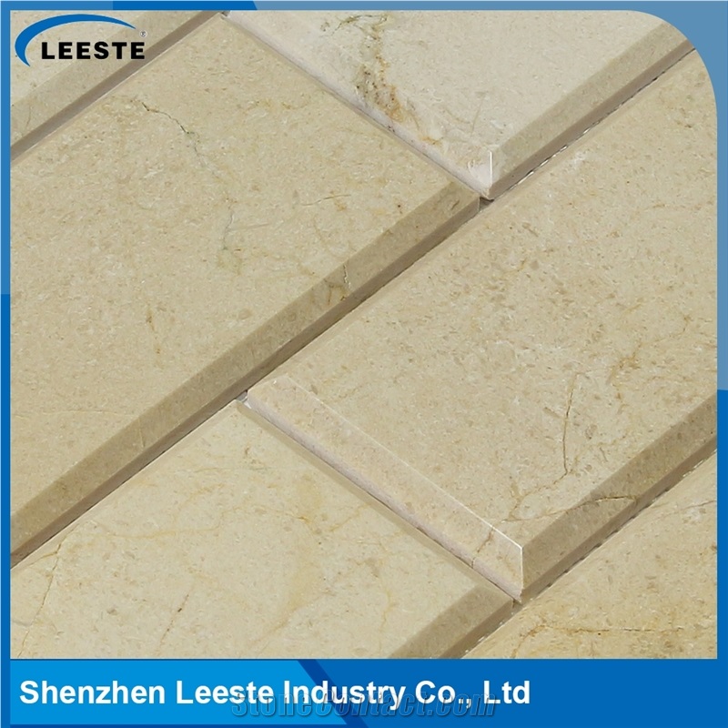 Crema Marfil Marble Polished Bevelled Brick Marble Mosaic Tiles