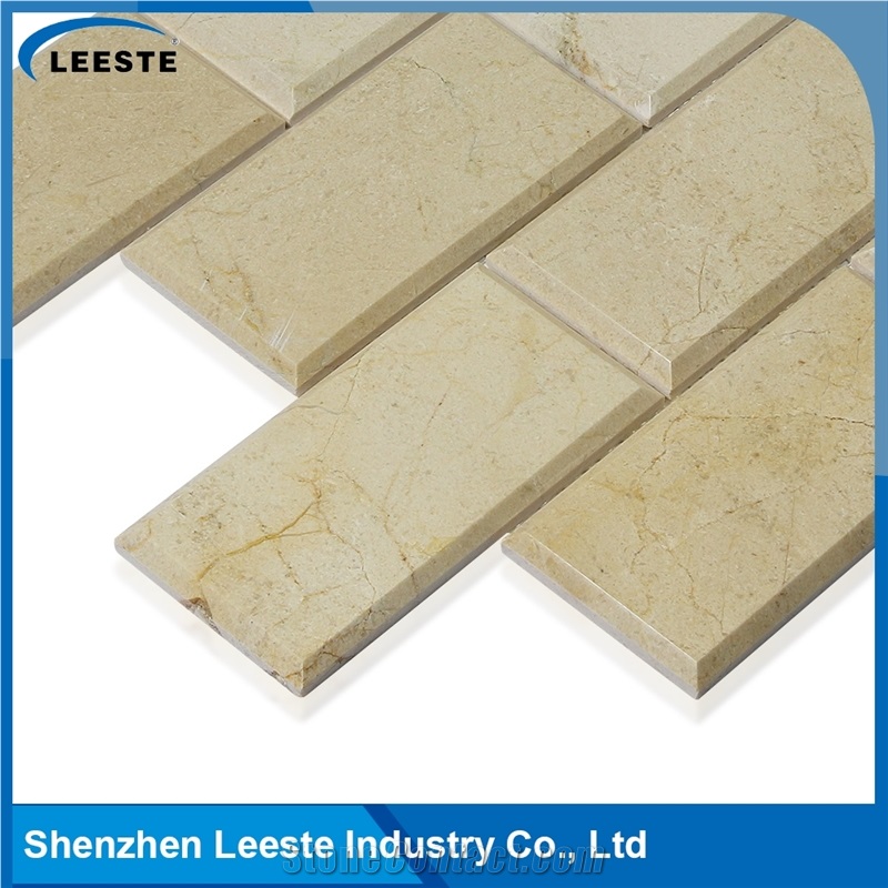 Crema Marfil Marble Polished Bevelled Brick Marble Mosaic Tiles