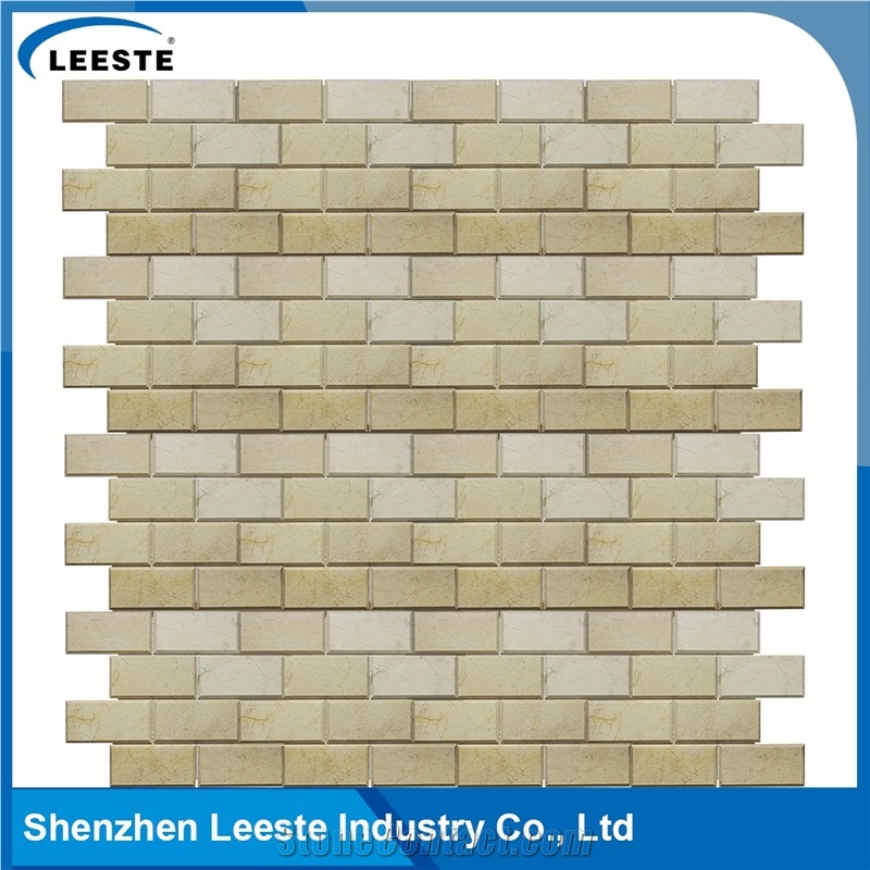 Crema Marfil Marble Polished Bevelled Brick Marble Mosaic Tiles