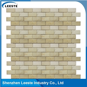 Crema Marfil Marble Polished Bevelled Brick Marble Mosaic Tiles