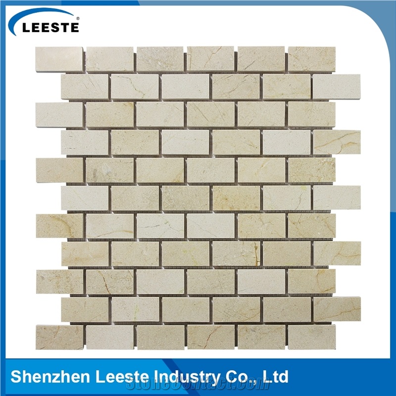 Crema Marfil Marble Polished Brick 1"X2"Mm Marble Mosaic Tiles