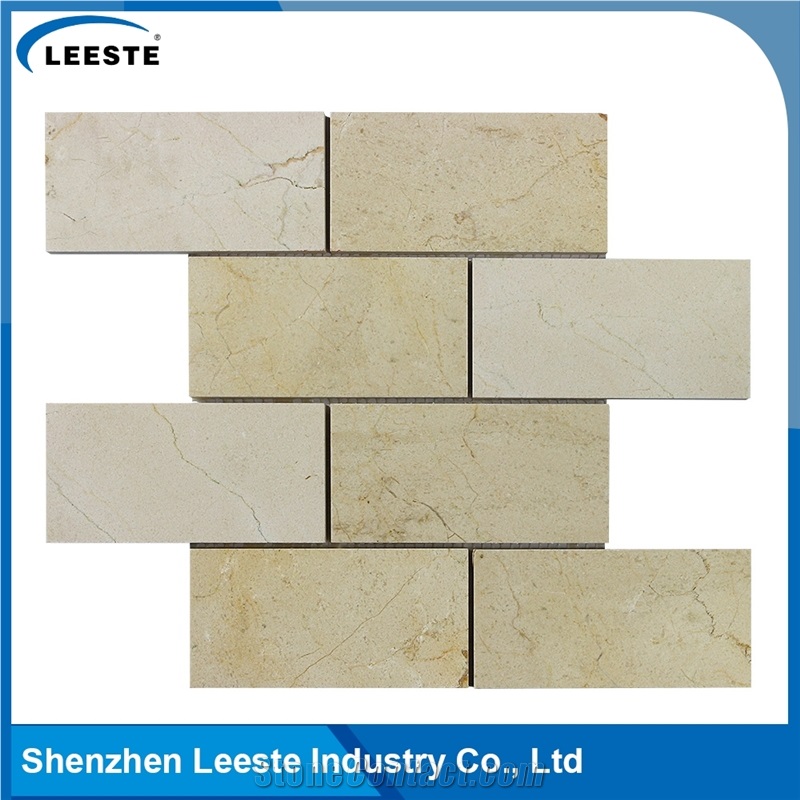 Crema Marfil Marble Polished Brick 3"X6"Mm Marble Mosaic Tiles