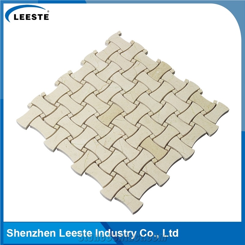 Crema Marfil Marble Polished Dogbone Marble Mosaic Tiles