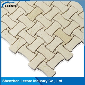 Crema Marfil Marble Polished Dogbone Marble Mosaic Tiles