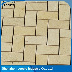 Crema Marfil Marble Polished Herringbone 1"X2"Mm Marble Mosaic Tiles