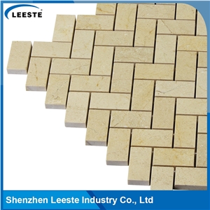 Crema Marfil Marble Polished Herringbone 1"X2"Mm Marble Mosaic Tiles
