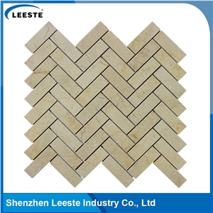 Crema Marfil Marble Polished Herringbone 1"X3"Mm Marble Mosaic Tiles